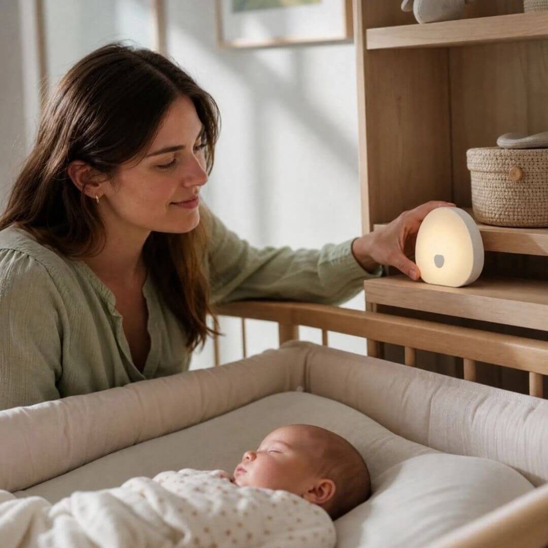 Veilleuse Bruit Blanc Bébé RGB – Lampe Tactile Rechargeable avec Sons Apaisants - Kidstresor