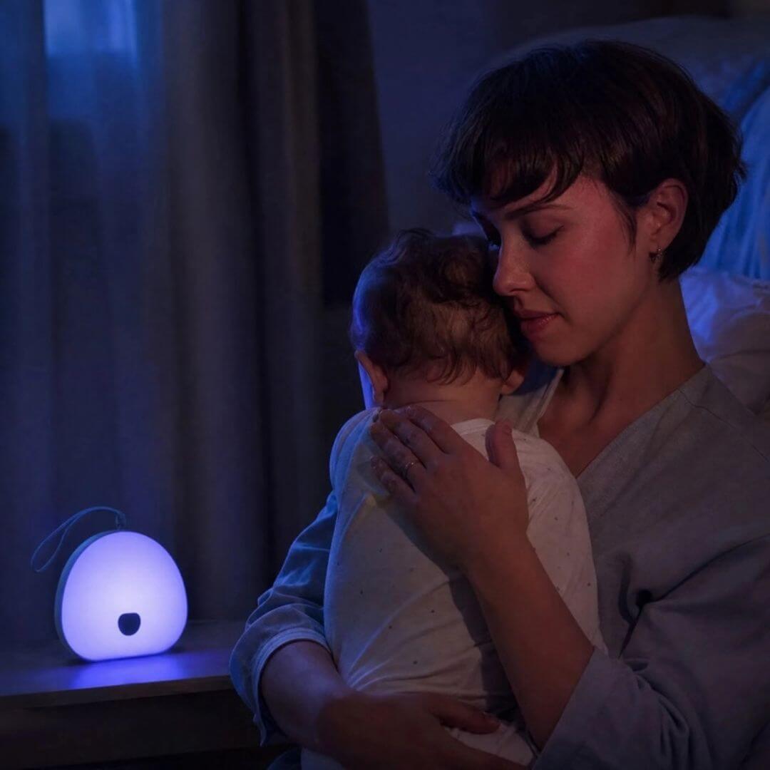 Veilleuse Bruit Blanc Bébé RGB – Lampe Tactile Rechargeable avec Sons Apaisants - Kidstresor