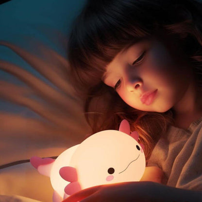 Veilleuse enfant axolotl rechargeable – lampe de nuit LED douce - Kidstresor