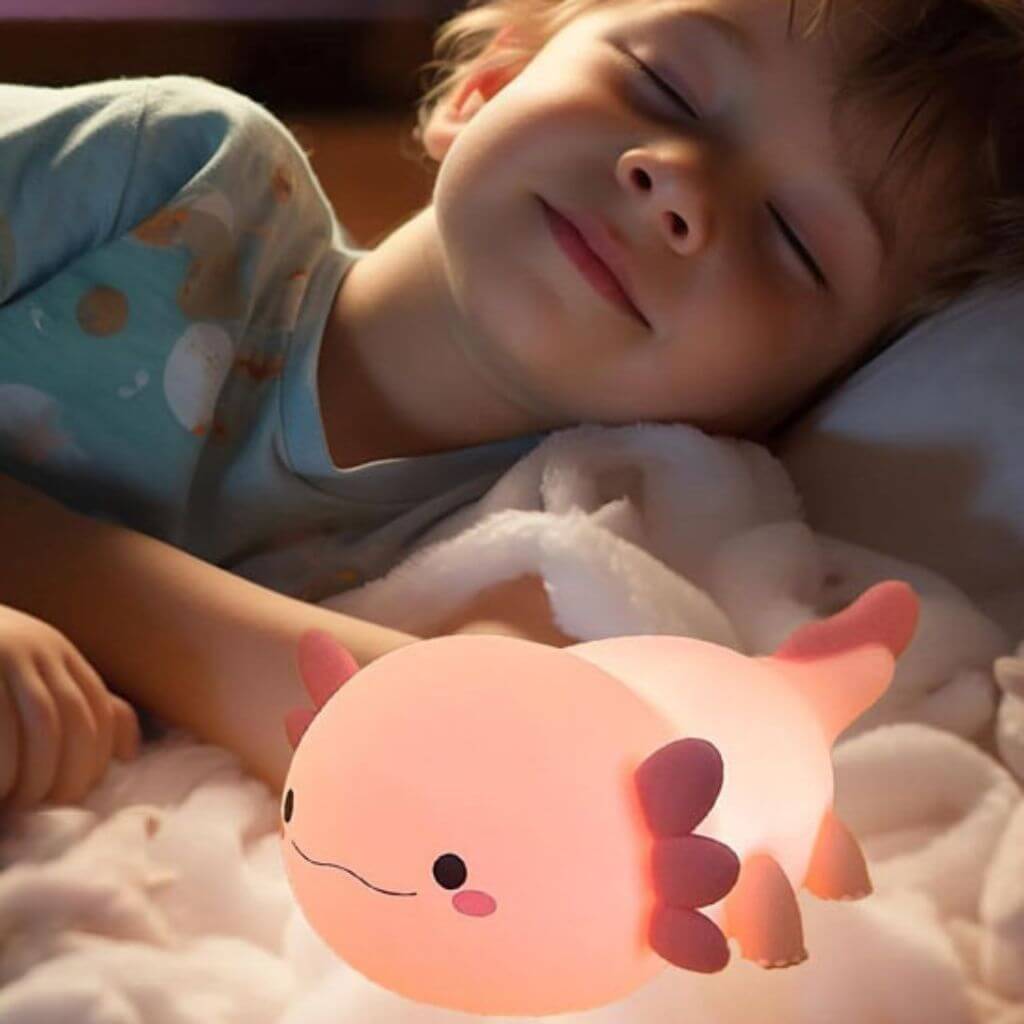 Veilleuse enfant axolotl rechargeable – lampe de nuit LED douce - Kidstresor