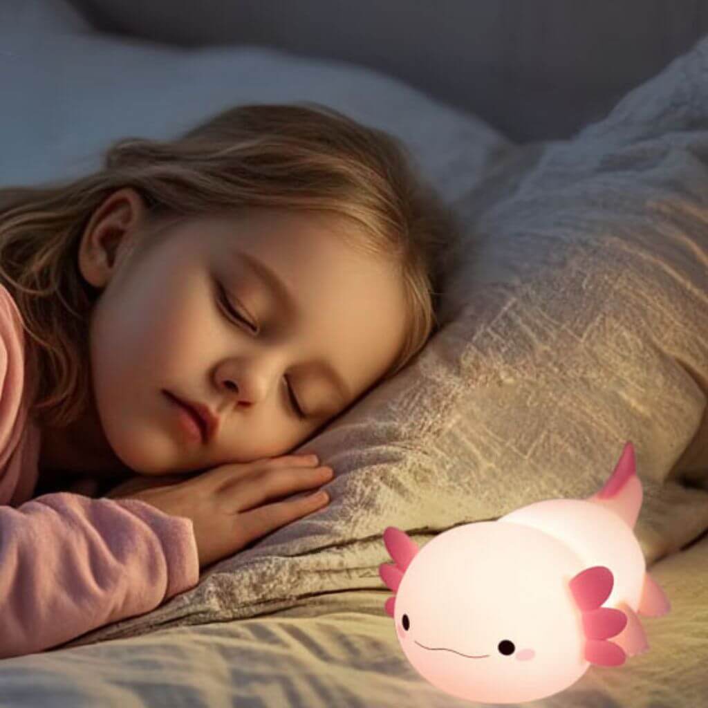 Veilleuse enfant axolotl rechargeable – lampe de nuit LED douce - Kidstresor