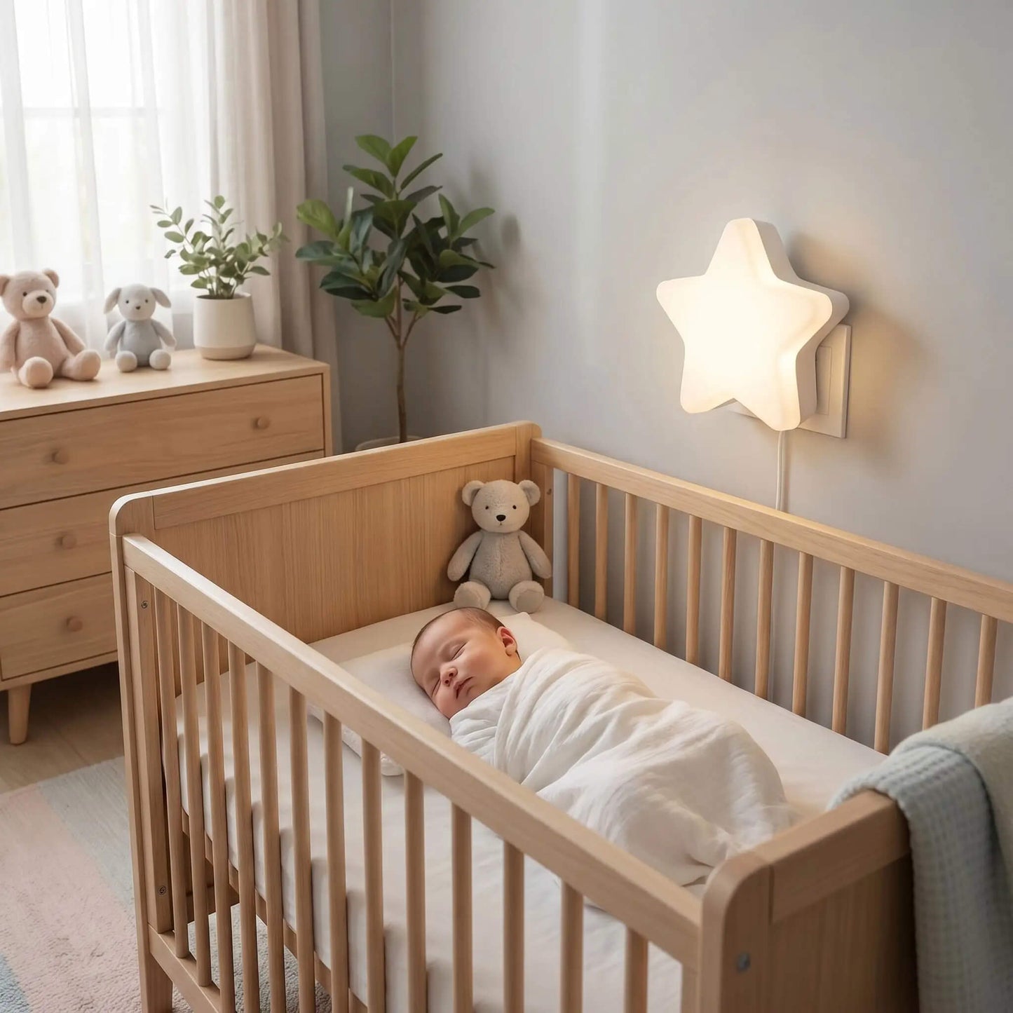 Veilleuse Étoile Bébé LED – Lumière douce prise murale pour enfant - Kidstresor