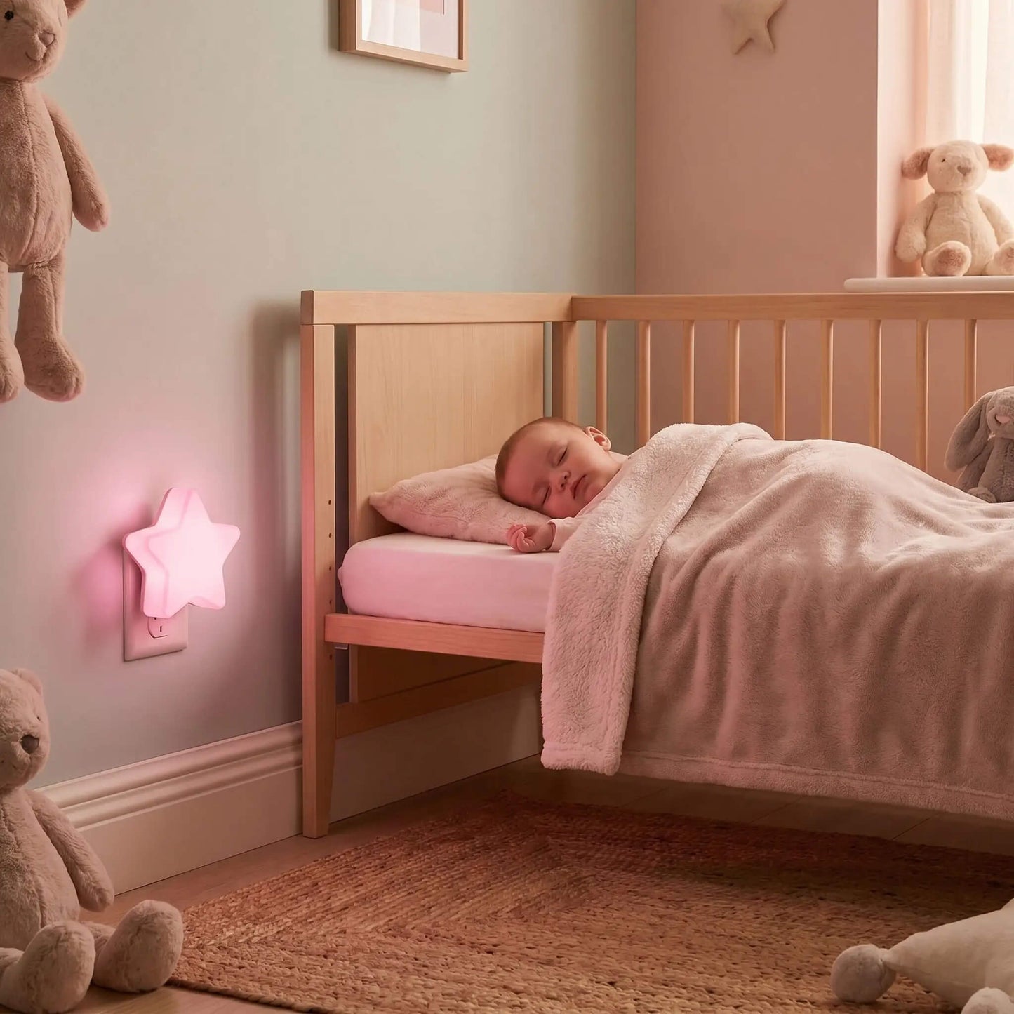 Veilleuse Étoile Bébé LED – Lumière douce prise murale pour enfant - Kidstresor