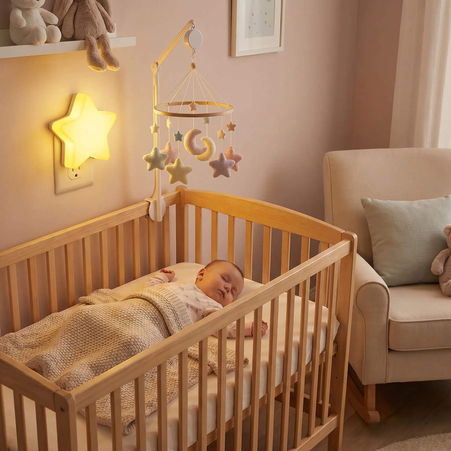 Veilleuse Étoile Bébé LED – Lumière douce prise murale pour enfant - Kidstresor