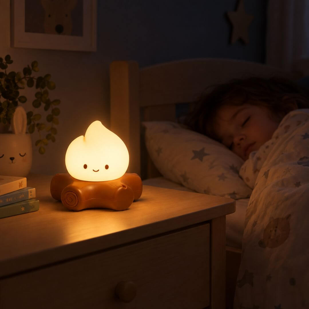 Veilleuse Feu de Camp avec Bruit Blanc – Lumière Douce pour Chambre Enfant - Kidstresor