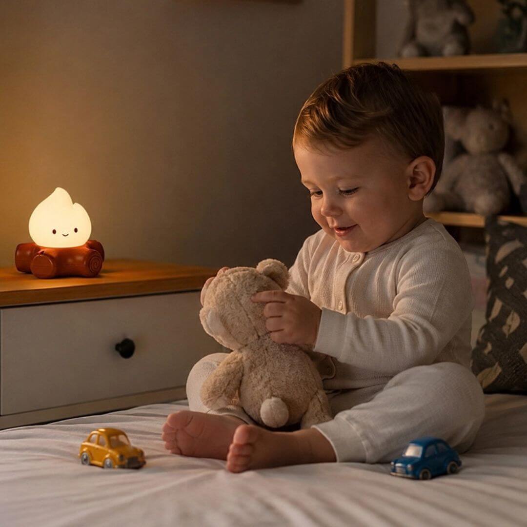 Veilleuse Feu de Camp avec Bruit Blanc – Lumière Douce pour Chambre Enfant - Kidstresor